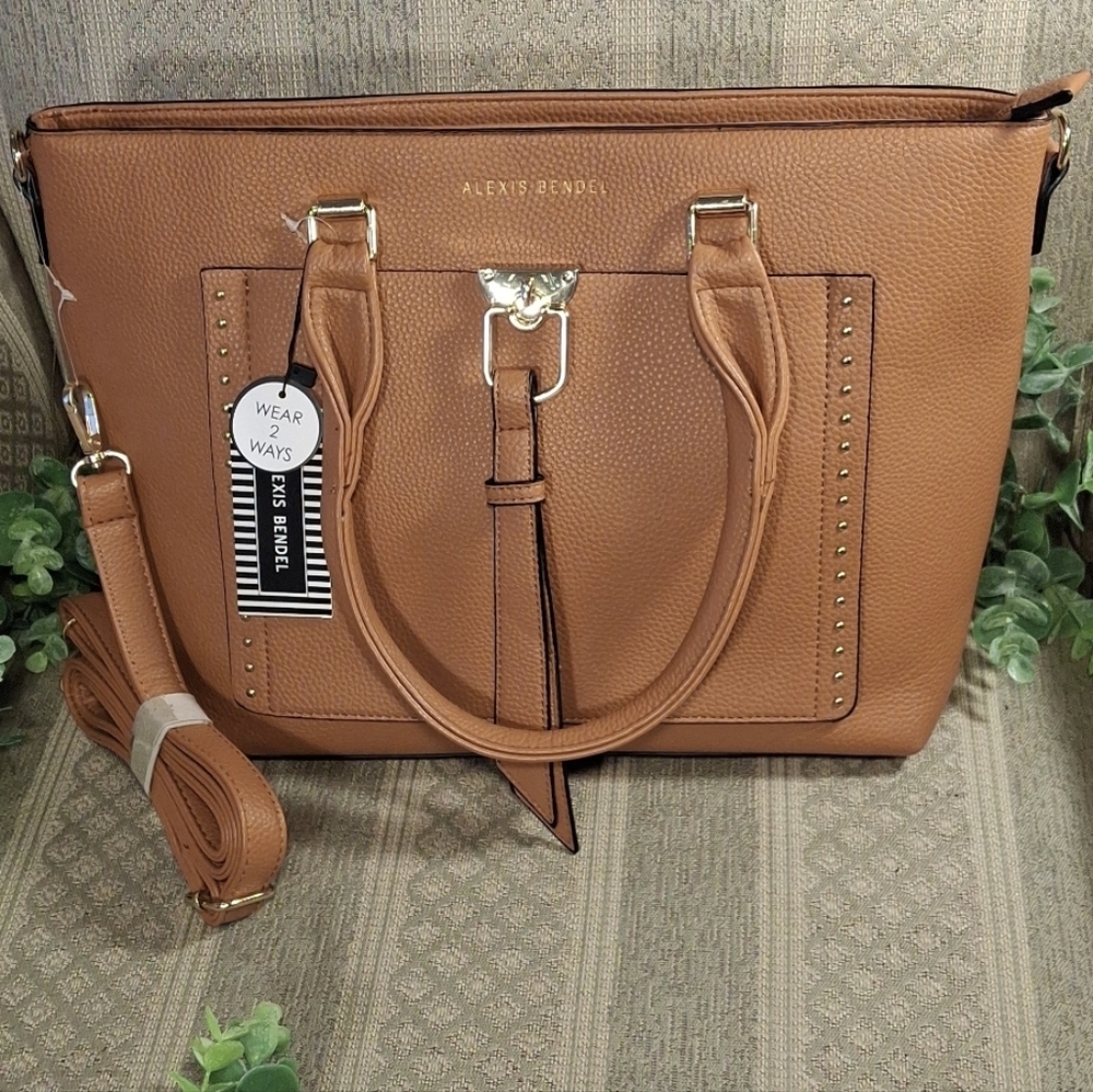 NWT Alexis Bendel Tan Crossbody Satchel Tote Bag - Picture 13 of 13